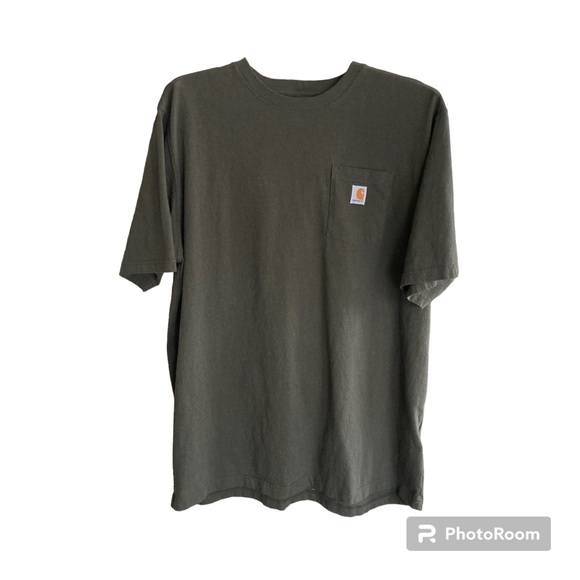 Carhartt T-Shirt Mens XL Tall Pocket Tee Logo Loose Fit Dk Green Workwear Nice - Picture 1 of 7